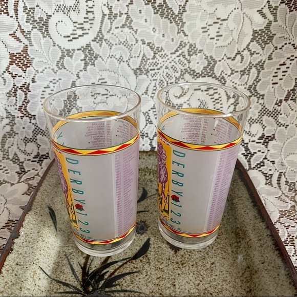 Kentucky Derby 123 Running Mint Julep Collectible Glasses 1997 Set Of 2 Libbey - Picture 5 of 8